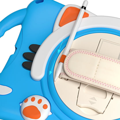 Cute Cat King Kids Shockproof Silicone Tablet Case with Holder & Shoulder Strap & Handle For iPad 10.2 2021 / 2020 / 2019 / Pro 10.5 / Air 10.5(Light Blue) by bashfashion