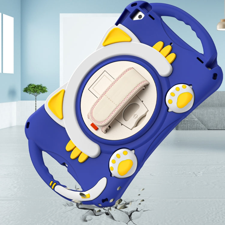 Cute Cat King Kids Shockproof Silicone Tablet Case with Holder & Shoulder Strap & Handle For iPad 10.2 2021 / 2020 / 2019 / Pro 10.5 / Air 10.5(Dark Blue) by bashfashion