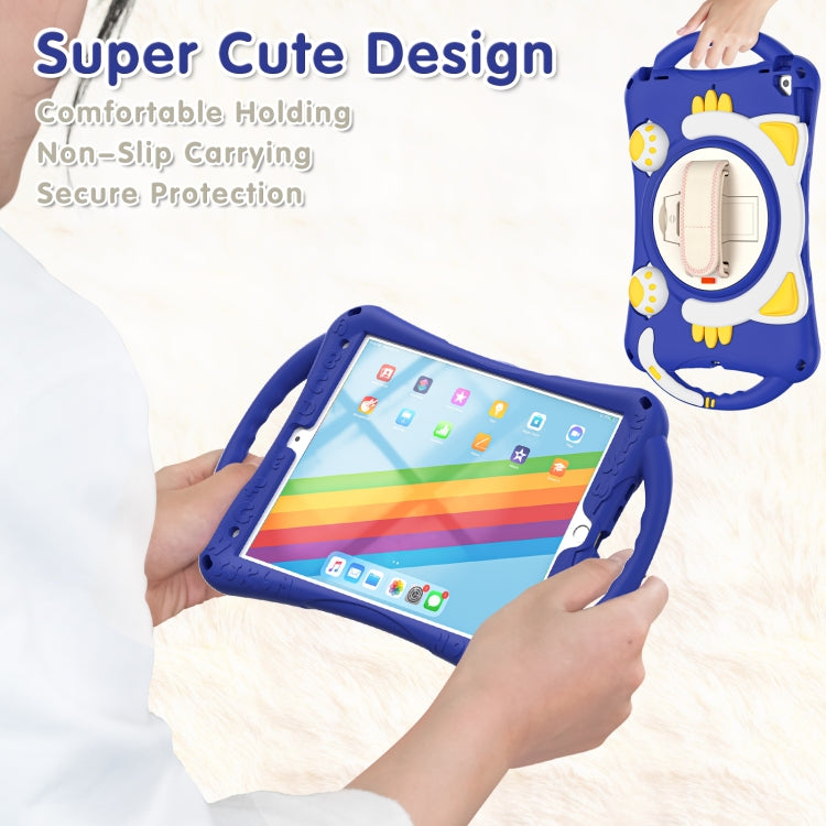 Cute Cat King Kids Shockproof Silicone Tablet Case with Holder & Shoulder Strap & Handle For iPad 10.2 2021 / 2020 / 2019 / Pro 10.5 / Air 10.5(Dark Blue) by bashfashion