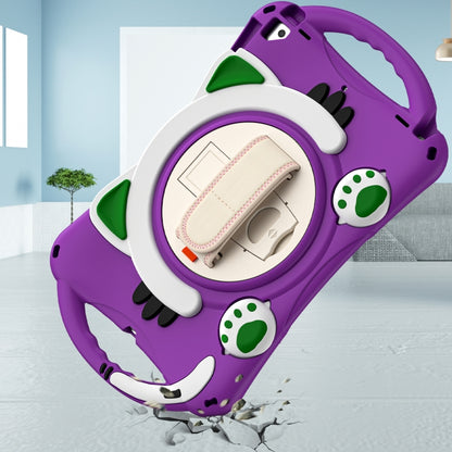 Cute Cat King Kids Shockproof Silicone Tablet Case with Holder & Shoulder Strap & Handle For iPad 10.2 2021 / 2020 / 2019 / Pro 10.5 / Air 10.5(Purple) by bashfashion