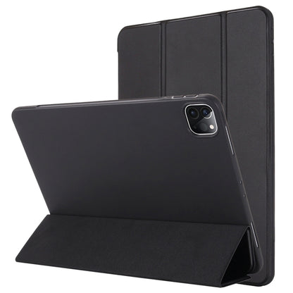 For iPad Pro 12.9 2022 / 2021 / 2020 / 2018 TPU Horizontal Flip Leather Tablet Case with Three-folding Holder(Black) by bashfashion
