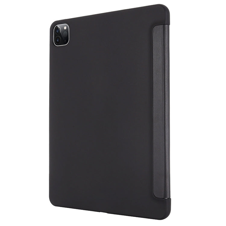 For iPad Pro 12.9 2022 / 2021 / 2020 / 2018 TPU Horizontal Flip Leather Tablet Case with Three-folding Holder(Black) by bashfashion