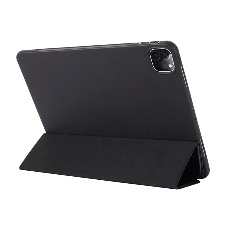 For iPad Pro 12.9 2022 / 2021 / 2020 / 2018 TPU Horizontal Flip Leather Tablet Case with Three-folding Holder(Black) by bashfashion