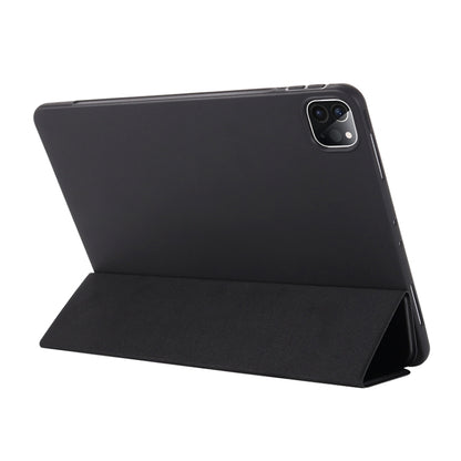 For iPad Pro 12.9 2022 / 2021 / 2020 / 2018 TPU Horizontal Flip Leather Tablet Case with Three-folding Holder(Black) by bashfashion