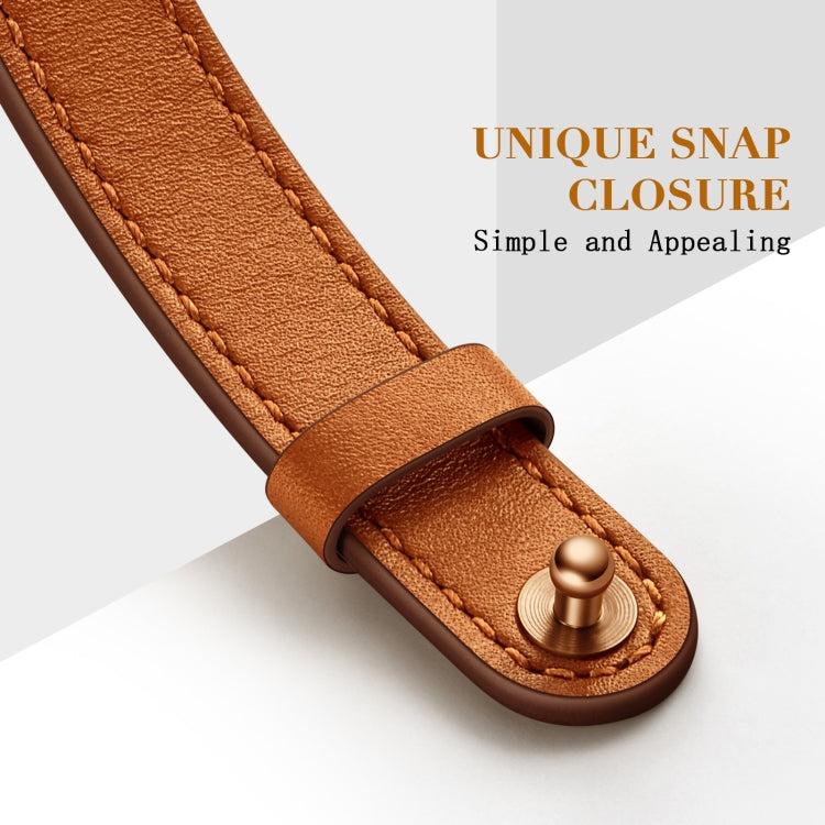 14mm Couple Style Leather Watch Band For Apple Watch Series 9&8&7 41mm / SE 3&SE 2&6&SE&5&4 40mm / 3&2&1 38mm(Semi-oiled Rose Gold Buckle) by bashfashion