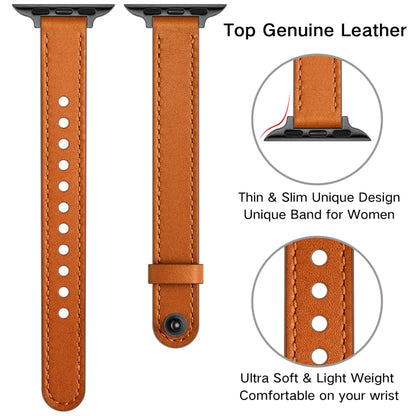 14mm Couple Style Leather Watch Band For Apple Watch Series 9&8&7 41mm / SE 3&SE 2&6&SE&5&4 40mm / 3&2&1 38mm(Semi-oiled Black Buckle) by bashfashion