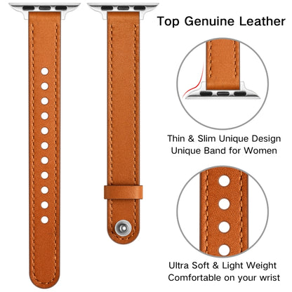 14mm Couple Style Leather Watch Band For Apple Watch Series 9&8&7 41mm / SE 3&SE 2&6&SE&5&4 40mm / 3&2&1 38mm(Semi-oiled Silver Buckle) by bashfashion