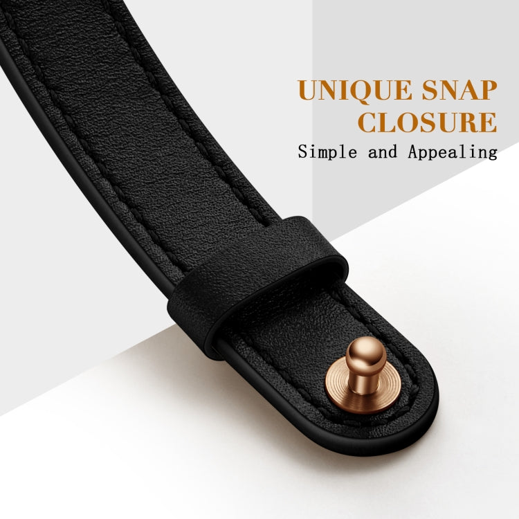 14mm Couple Style Leather Watch Band For Apple Watch Series 9&8&7 41mm / SE 3&SE 2&6&SE&5&4 40mm / 3&2&1 38mm(Black Rose Gold Buckle) by bashfashion