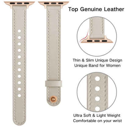 14mm Couple Style Leather Watch Band For Apple Watch Series 9&8&7 41mm / SE 3&SE 2&6&SE&5&4 40mm / 3&2&1 38mm(Creamy-white) by bashfashion