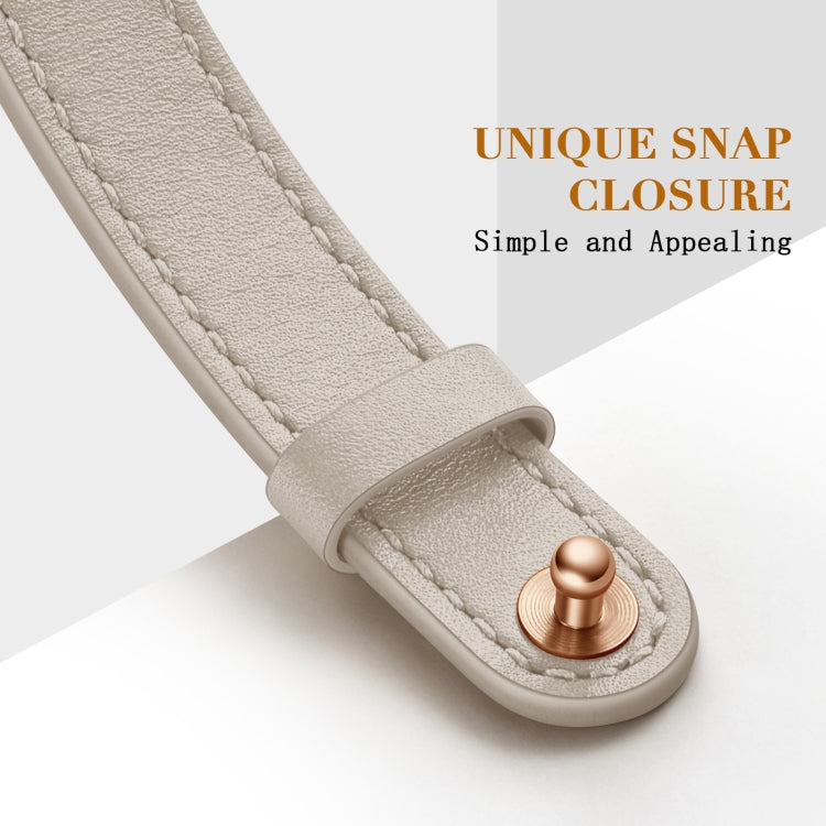 14mm Couple Style Leather Watch Band For Apple Watch Series 9&8&7 41mm / SE 3&SE 2&6&SE&5&4 40mm / 3&2&1 38mm(Creamy-white) by bashfashion