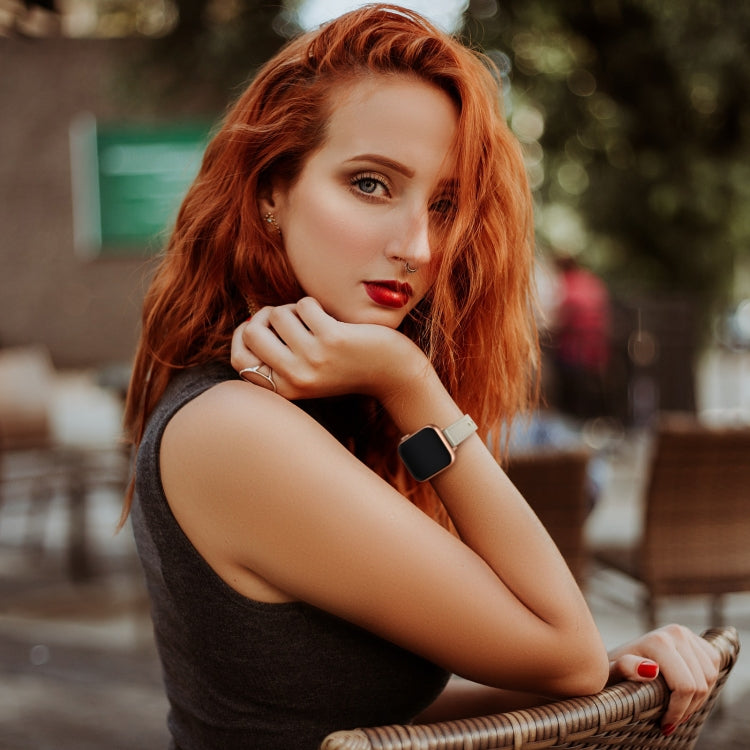 14mm Couple Style Leather Watch Band For Apple Watch Series 9&8&7 41mm / SE 3&SE 2&6&SE&5&4 40mm / 3&2&1 38mm(Creamy-white) by bashfashion