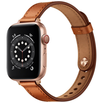 14mm Couple Style Leather Watch Band For Apple Watch Ultra 49mm&Watch Ultra 2 49mm / Series 9&8&7 45mm / SE 3&SE 2&6&SE&5&4 44mm / 3&2&1 42mm(Semi-oiled Rose Gold Buckle) by bashfashion