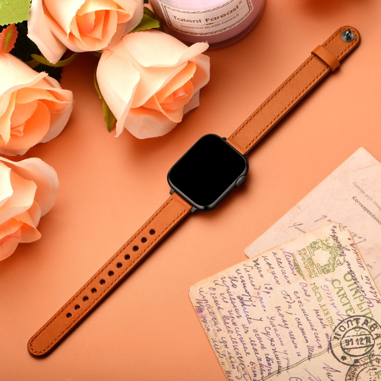 14mm Couple Style Leather Watch Band For Apple Watch Ultra 49mm&Watch Ultra 2 49mm / Series 9&8&7 45mm / SE 3&SE 2&6&SE&5&4 44mm / 3&2&1 42mm(Semi-oiled Black Buckle) by bashfashion