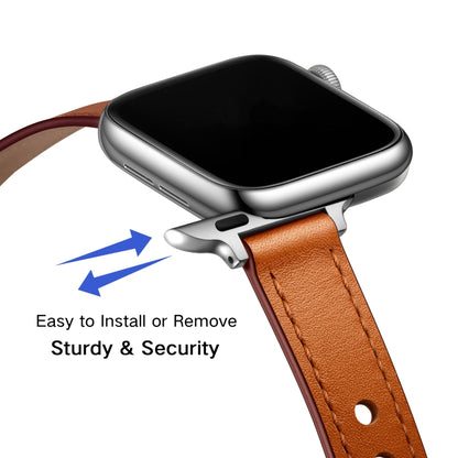 14mm Couple Style Leather Watch Band For Apple Watch Ultra 49mm&Watch Ultra 2 49mm / Series 9&8&7 45mm / SE 3&SE 2&6&SE&5&4 44mm / 3&2&1 42mm(Semi-oiled Silver Buckle) by bashfashion