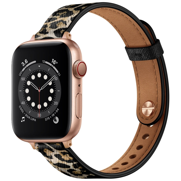 14mm Couple Style Leather Watch Band For Apple Watch Ultra 49mm&Watch Ultra 2 49mm / Series 9&8&7 45mm / SE 3&SE 2&6&SE&5&4 44mm / 3&2&1 42mm(Leopard Print) by bashfashion