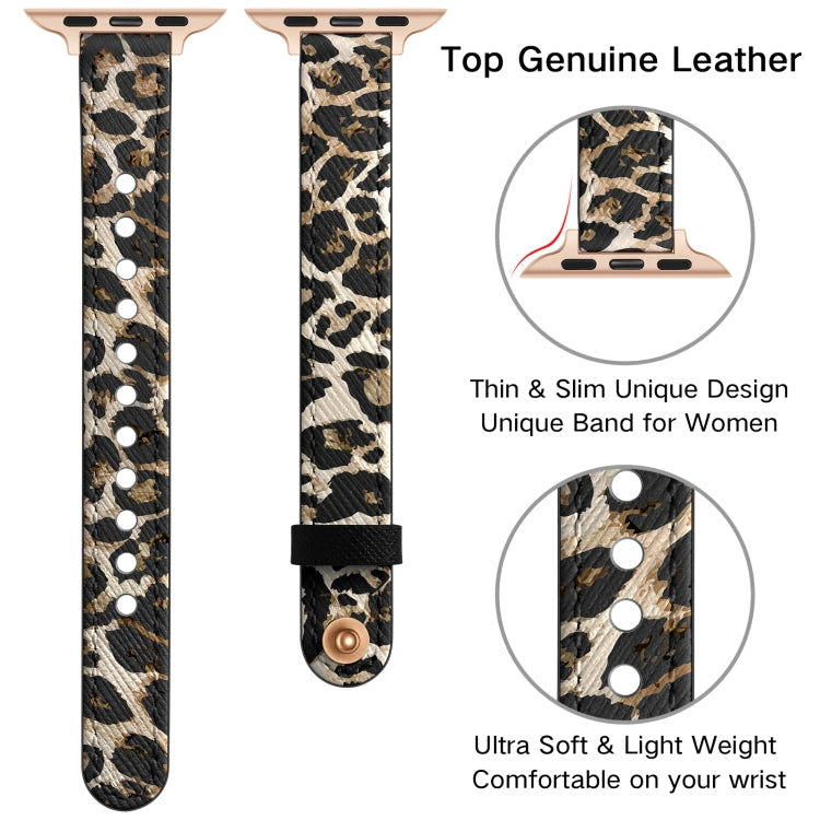 14mm Couple Style Leather Watch Band For Apple Watch Ultra 49mm&Watch Ultra 2 49mm / Series 9&8&7 45mm / SE 3&SE 2&6&SE&5&4 44mm / 3&2&1 42mm(Leopard Print) by bashfashion