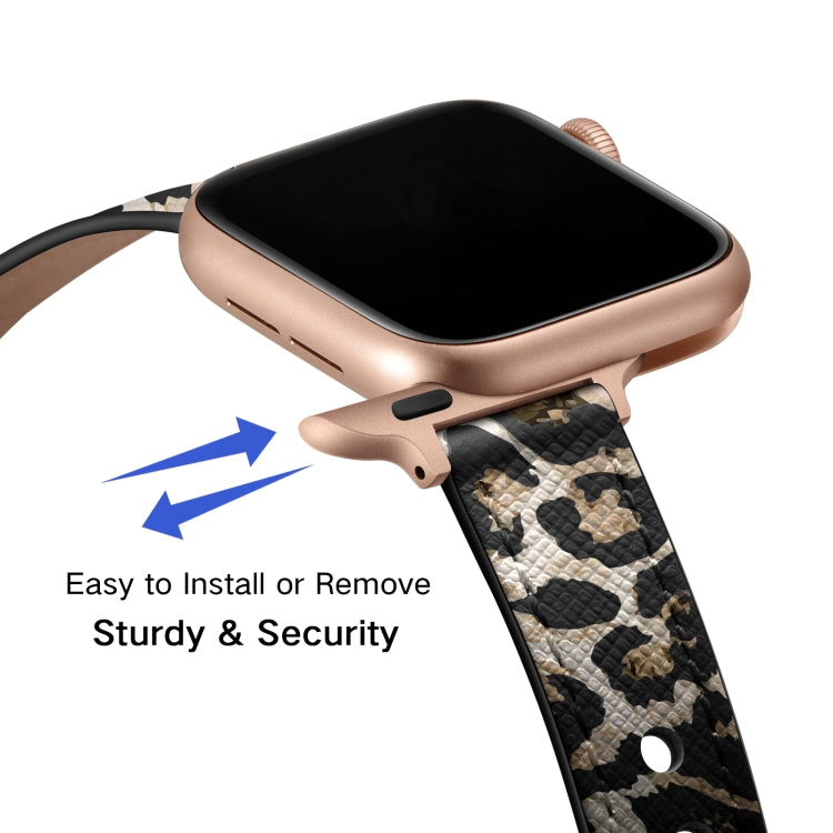 14mm Couple Style Leather Watch Band For Apple Watch Ultra 49mm&Watch Ultra 2 49mm / Series 9&8&7 45mm / SE 3&SE 2&6&SE&5&4 44mm / 3&2&1 42mm(Leopard Print) by bashfashion