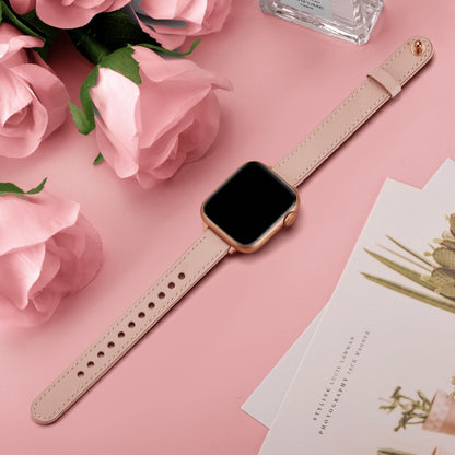 14mm Couple Style Leather Watch Band For Apple Watch Ultra 49mm&Watch Ultra 2 49mm / Series 9&8&7 45mm / SE 3&SE 2&6&SE&5&4 44mm / 3&2&1 42mm(Pink Sand) by bashfashion