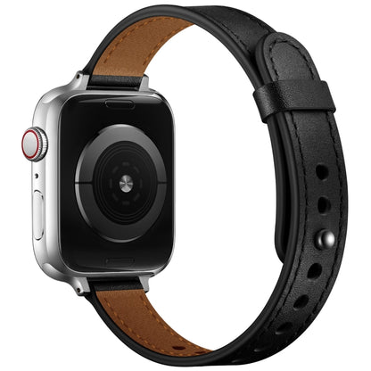 14mm Couple Style Leather Watch Band For Apple Watch Ultra 49mm&Watch Ultra 2 49mm / Series 9&8&7 45mm / SE 3&SE 2&6&SE&5&4 44mm / 3&2&1 42mm(Black Silver Buckle) by bashfashion