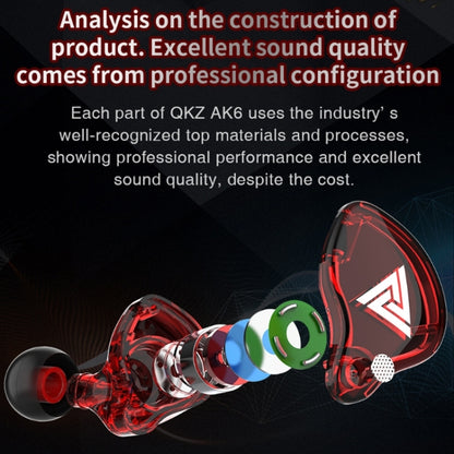 QKZ AK6 3.5mm In-Ear Wired Subwoofer Sports Earphone, Cable Length: About 1.2m(Blue and Red) by QKZ
