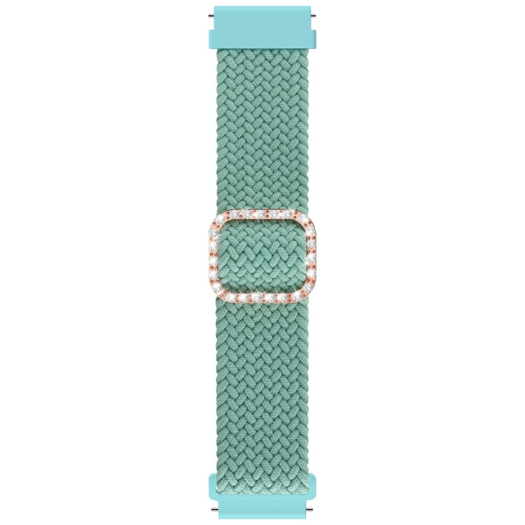 For Garmin Venu 2/Samsung Gear S3/Xiaomi Haylou RS3 22mm Universal Adjustable Braided Elastic Diamond Buckle Watch Band(Grass Green) by bashfashion