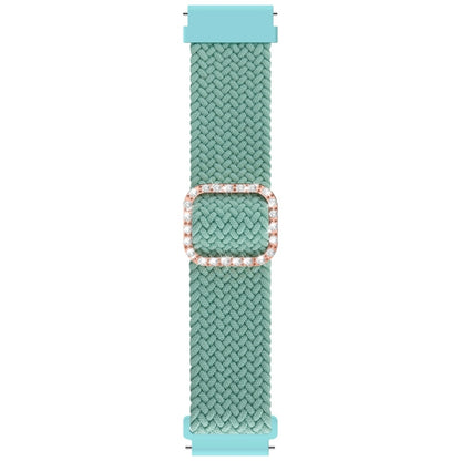 For Garmin Venu 2/Samsung Gear S3/Xiaomi Haylou RS3 22mm Universal Adjustable Braided Elastic Diamond Buckle Watch Band(Grass Green) by bashfashion