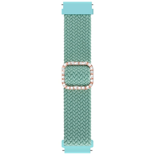 For Garmin Venu 2/Samsung Gear S3/Xiaomi Haylou RS3 22mm Universal Adjustable Braided Elastic Diamond Buckle Watch Band(Grass Green) by bashfashion