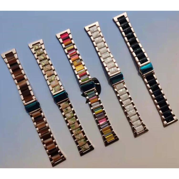 For Garmin Venu/Vivoactive 3 Music 20mm Universal Three-beads Stainless Steel + Resin Watch Band(Rose Gold+Honey) by bashfashion