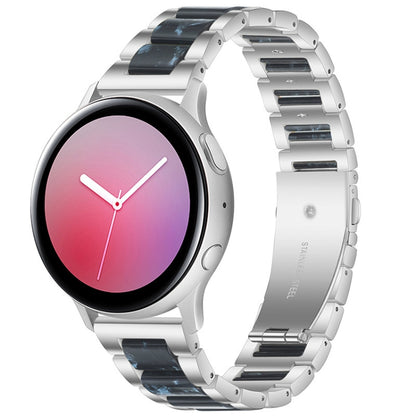 For Huawei Watch 3/3 Pro/Garmin Venu 2 22mm Universal Three-beads Stainless Steel + Resin Watch Band(Silver+Ink) by bashfashion