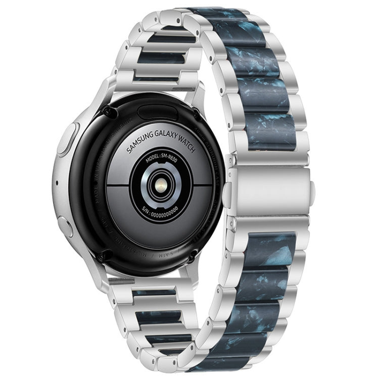 For Huawei Watch 3/3 Pro/Garmin Venu 2 22mm Universal Three-beads Stainless Steel + Resin Watch Band(Silver+Ink) by bashfashion