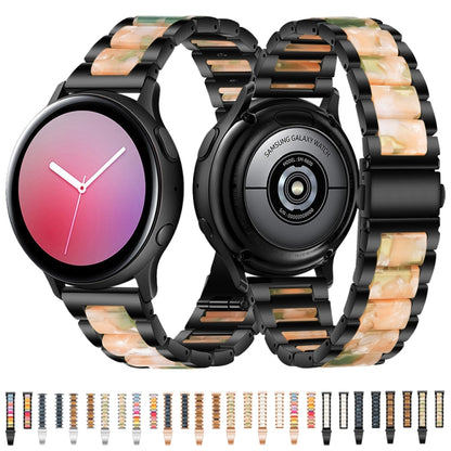 For Huawei Watch 3/3 Pro/Garmin Venu 2 22mm Universal Three-beads Stainless Steel + Resin Watch Band(Silver+Ink) by bashfashion