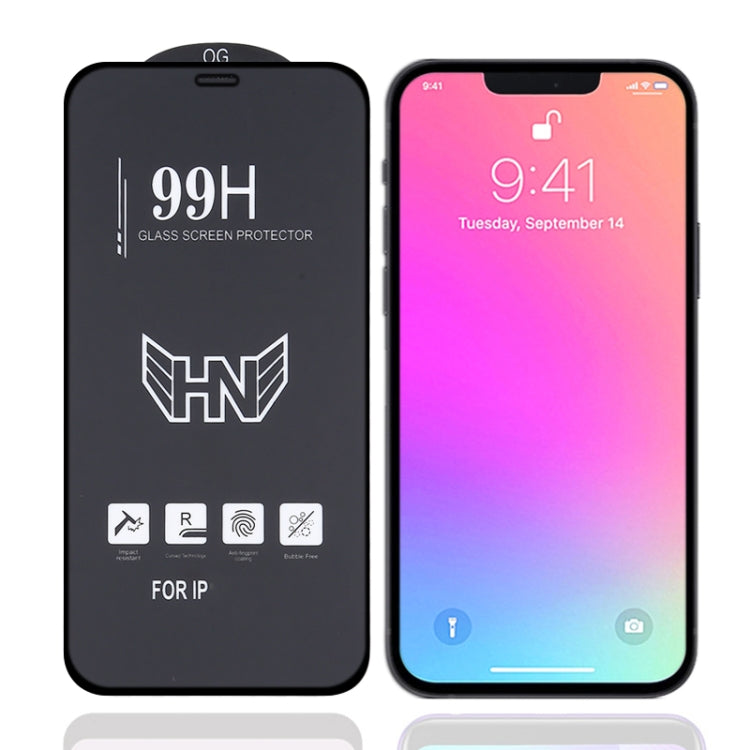 For iPhone 16e / 13 / 13 Pro High Aluminum Large Arc Full Screen Tempered Glass Film by bashfashion