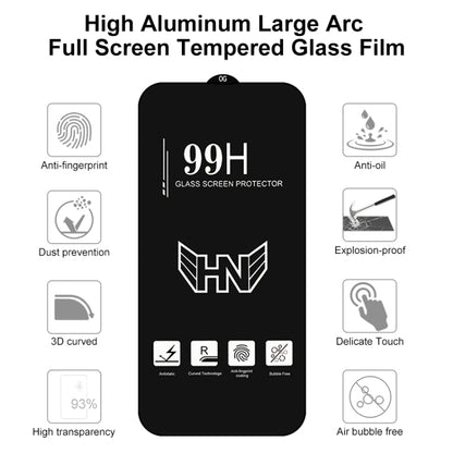 For iPhone 16e / 13 / 13 Pro High Aluminum Large Arc Full Screen Tempered Glass Film by bashfashion