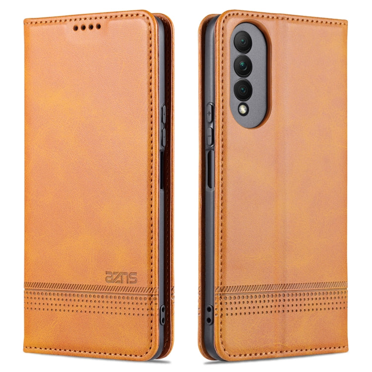 For Honor X20 SE AZNS Magnetic Calf Texture Horizontal Flip Leather Case with Card Slots & Holder & Wallet(Light Brown) by AZNS