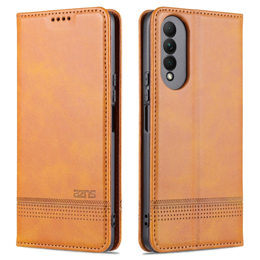 For Honor X20 SE AZNS Magnetic Calf Texture Horizontal Flip Leather Case with Card Slots & Holder & Wallet(Light Brown) by AZNS