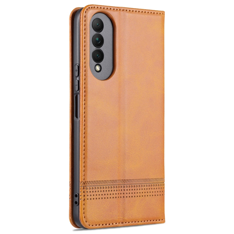 For Honor X20 SE AZNS Magnetic Calf Texture Horizontal Flip Leather Case with Card Slots & Holder & Wallet(Light Brown) by AZNS