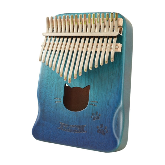 17 Tone Acacia Wood Thumb Piano Kalimba Musical Instruments(Aurora Blue-Cat) by bashfashion