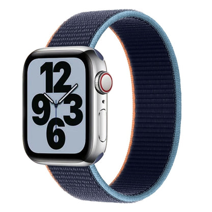 Single Lap Nylon Watch Band, Size: S 135mm For Apple Watch Series 9&8&7 41mm / SE 3&SE 2&6&SE&5&4 40mm / 3&2&1 38mm(Dark Navy Blue) by bashfashion