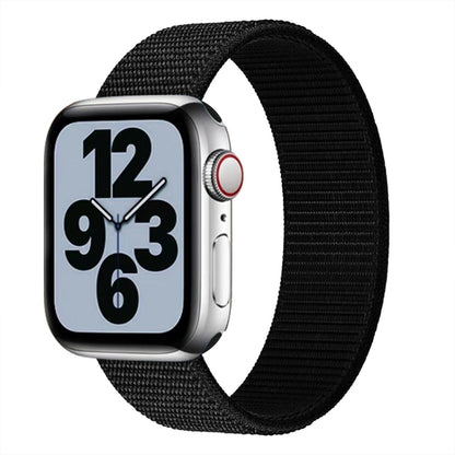 Single Lap Nylon Watch Band, Size: L 165mm For Apple Watch Ultra 49mm&Watch Ultra 2 49mm / Series 9&8&7 45mm / SE 3&SE 2&6&SE&5&4 44mm / 3&2&1 42mm(Pure Black) by bashfashion