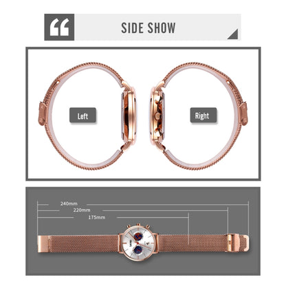 SKMEI 9231 Men Map Pattern Calendar Stopwatch Stainless Steel Strap Quartz Watch(Rose Gold) by SKMEI