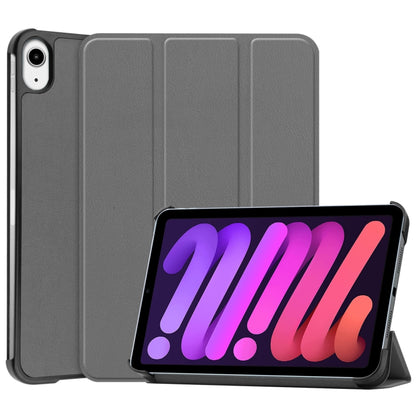 For iPad mini 6 / mini 2024 Custer Texture 3-Fold Holder Smart Leather Tablet Case(Grey) by bashfashion