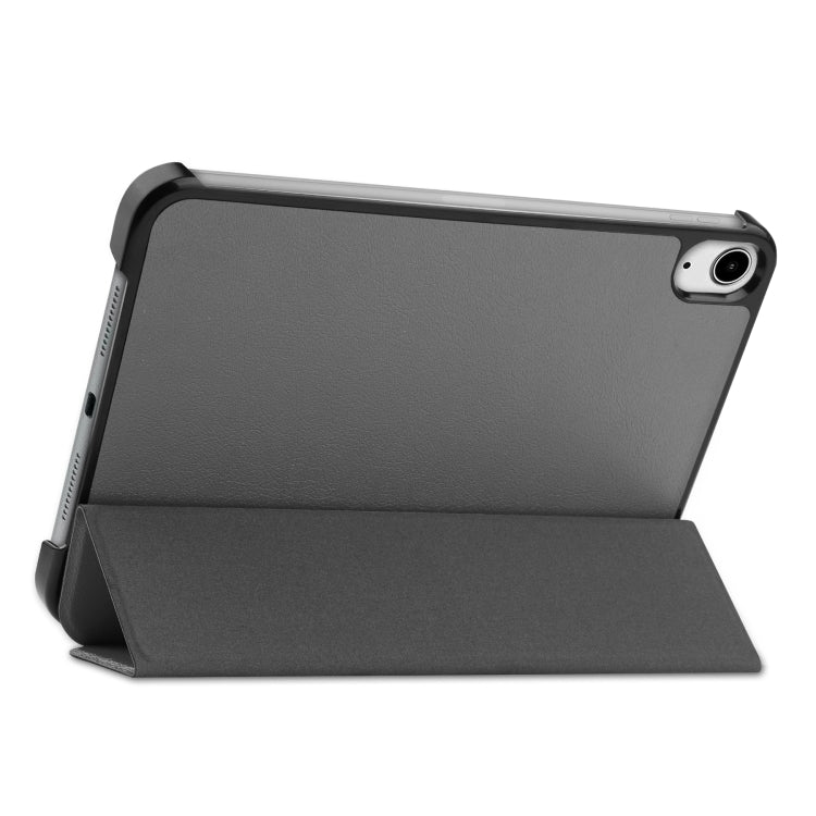 For iPad mini 6 / mini 2024 Custer Texture 3-Fold Holder Smart Leather Tablet Case(Grey) by bashfashion
