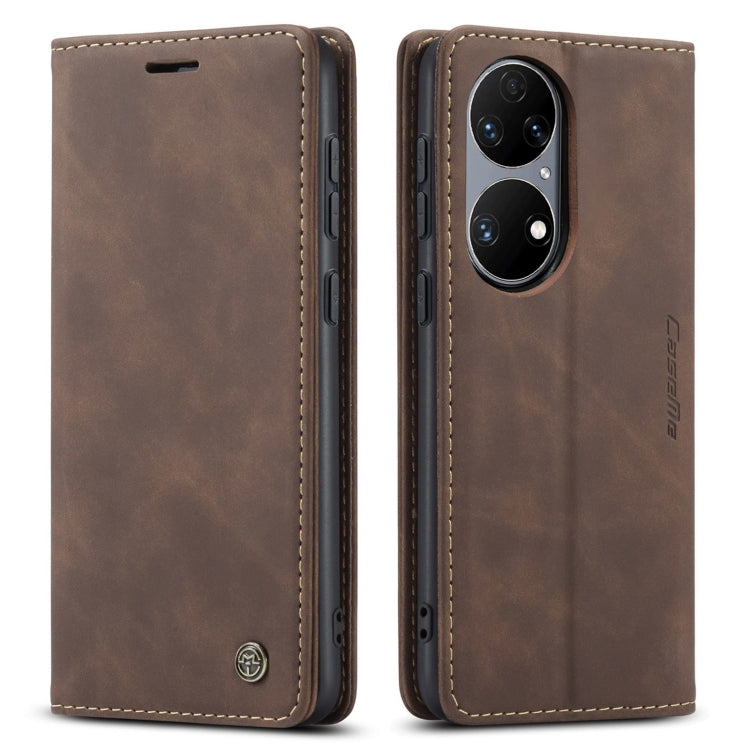 CaseMe 013 Multifunctional Horizontal Flip Leather Case with Holder & Card Slot & Wallet For Huawei P50(Coffee) by CaseMe