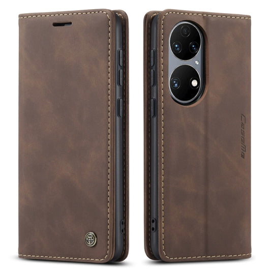 CaseMe 013 Multifunctional Horizontal Flip Leather Case with Holder & Card Slot & Wallet For Huawei P50(Coffee) by CaseMe