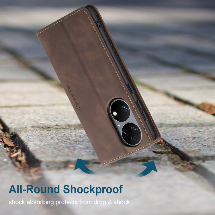 CaseMe 013 Multifunctional Horizontal Flip Leather Case with Holder & Card Slot & Wallet For Huawei P50(Coffee) by CaseMe