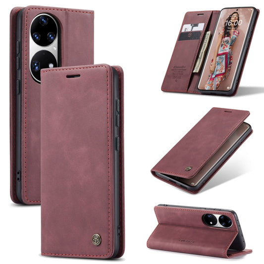 CaseMe 013 Multifunctional Horizontal Flip Leather Case with Holder & Card Slot & Wallet For Huawei P50 Pro(Wine Red) by CaseMe