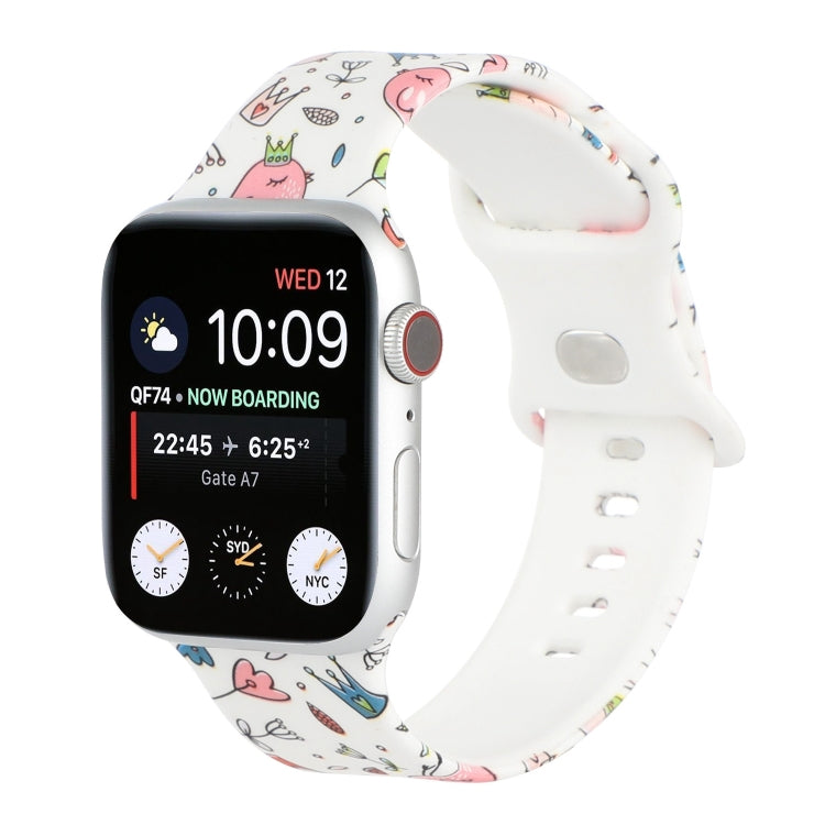 8-buckle Printed Strap Watch Band For Apple Watch Ultra 49mm&Watch Ultra 2 49mm / Series 9&8&7 45mm / SE 3&SE 2&6&SE&5&4 44mm / 3&2&1 42mm(White Background Crown) by bashfashion