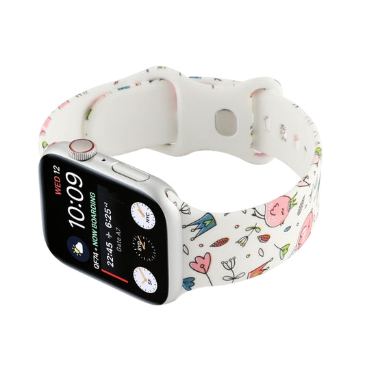 8-buckle Printed Strap Watch Band For Apple Watch Ultra 49mm&Watch Ultra 2 49mm / Series 9&8&7 45mm / SE 3&SE 2&6&SE&5&4 44mm / 3&2&1 42mm(White Background Crown) by bashfashion
