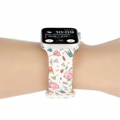 8-buckle Printed Strap Watch Band For Apple Watch Ultra 49mm&Watch Ultra 2 49mm / Series 9&8&7 45mm / SE 3&SE 2&6&SE&5&4 44mm / 3&2&1 42mm(White Background Crown) by bashfashion