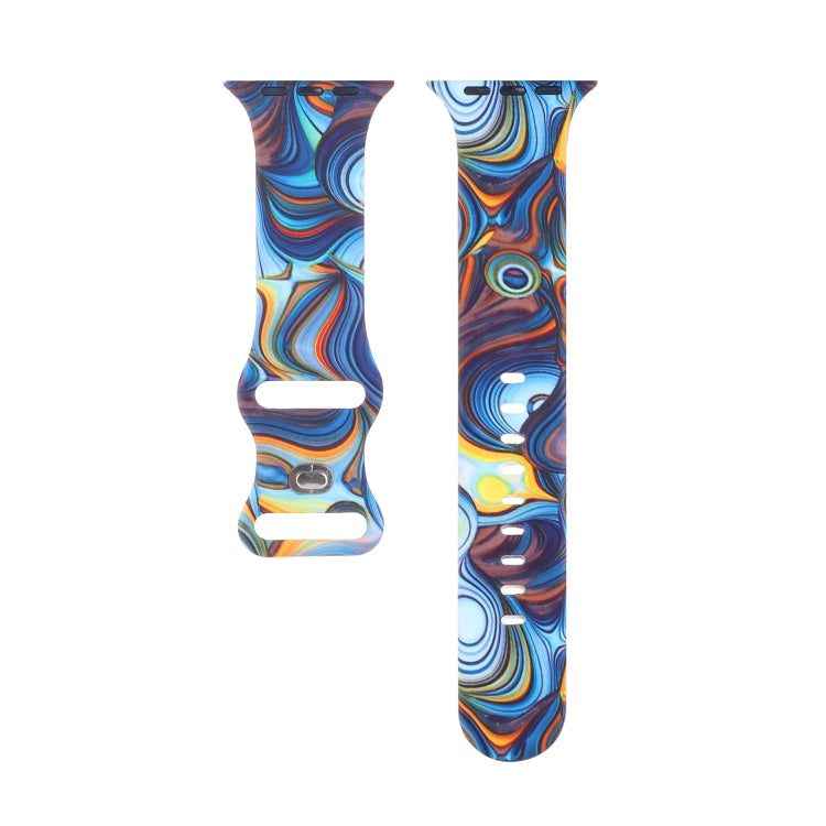 8-buckle Printed Strap Watch Band For Apple Watch Ultra 49mm&Watch Ultra 2 49mm / Series 9&8&7 45mm / SE 3&SE 2&6&SE&5&4 44mm / 3&2&1 42mm(Blue) by bashfashion